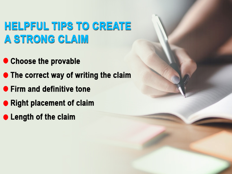 The images show helpful tips to create strong claim statement