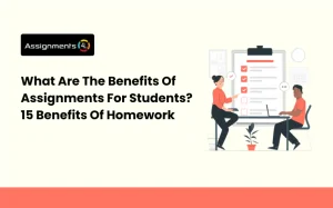 Doodle shows two students talking about 15 benefits of assignments for students