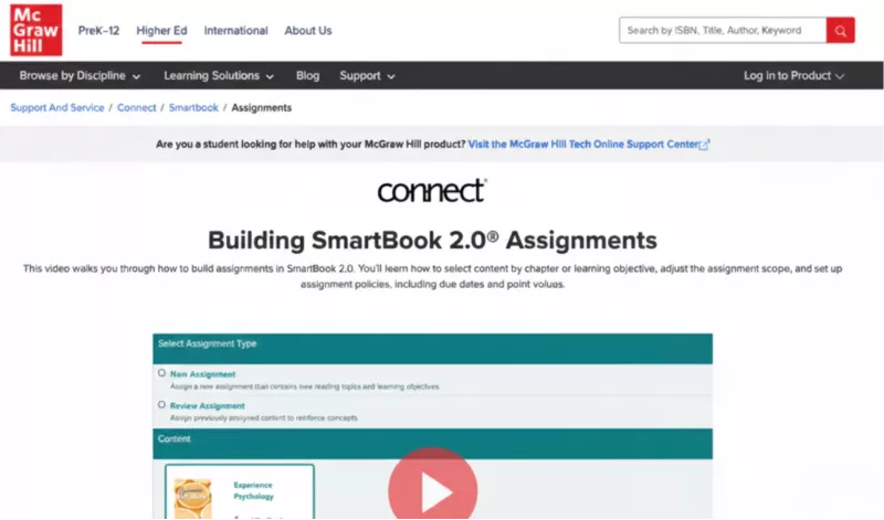 Image showing McGraw Hill connect smart book 2.0 assignment