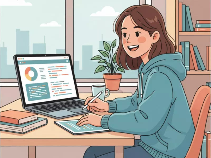 Student studying online with a laptop and tablet while searching for reliable WileyPLUS answers.