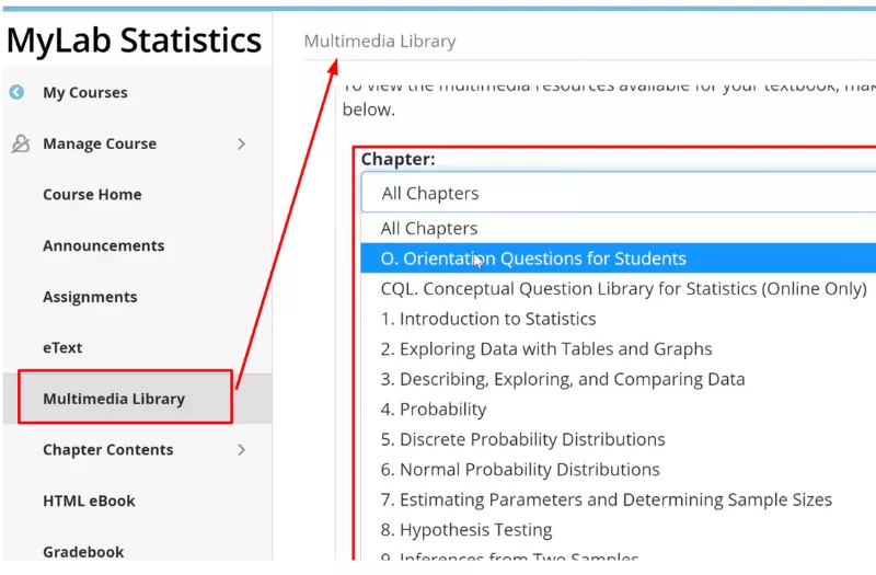 MyStatLab Multimedia Library