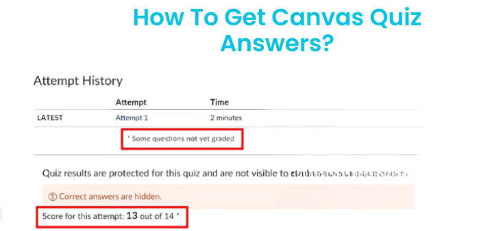  A screenshot of a Canvas quiz result page showing how to find Canvas quiz answers hack.
