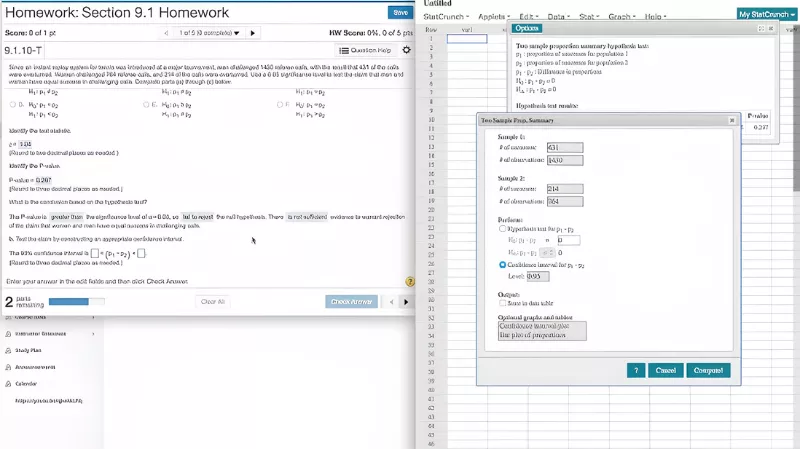 An portal image of MyMathLab Homework