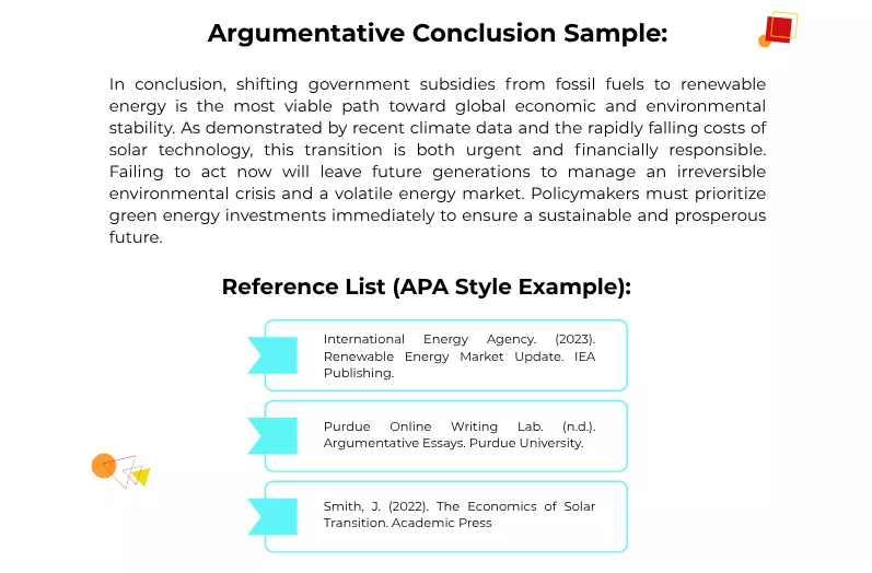 an infographic with an argumentative essay conclusion sample