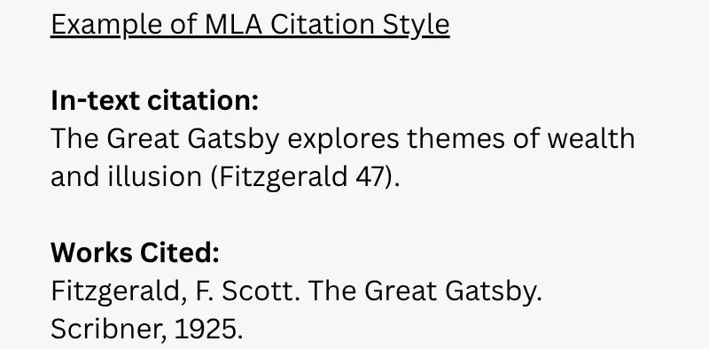 an image showing an example of MLA citation style<br />
