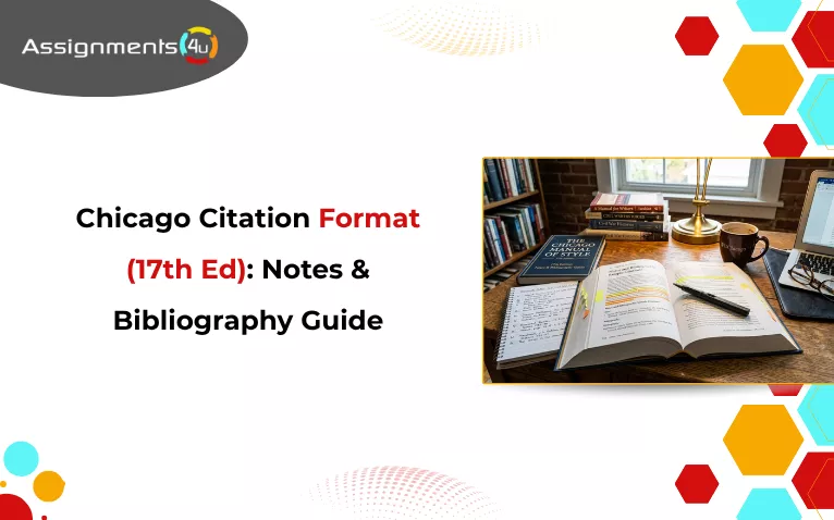 A banner image with text Chicago Citation Format (17th Ed): Notes & Bibliography Guide