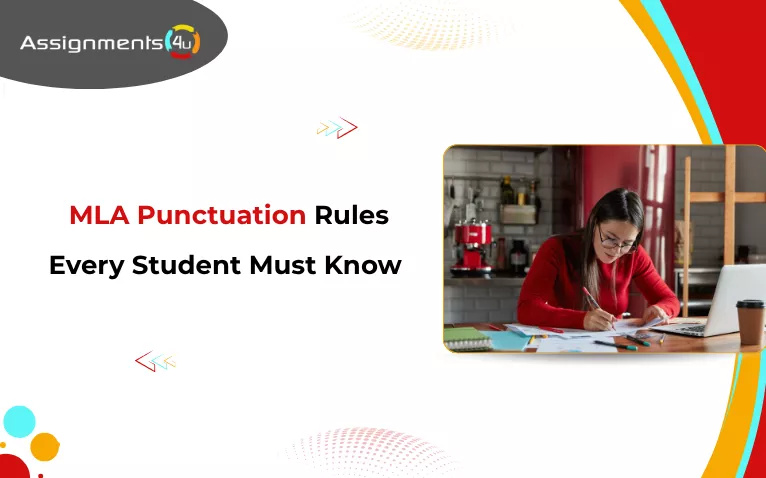 Student following MLA citation punctuation rules for an academic research paper