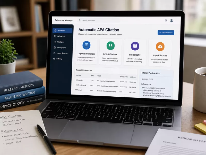 Software for APA citation for research paper and APA reference page format  