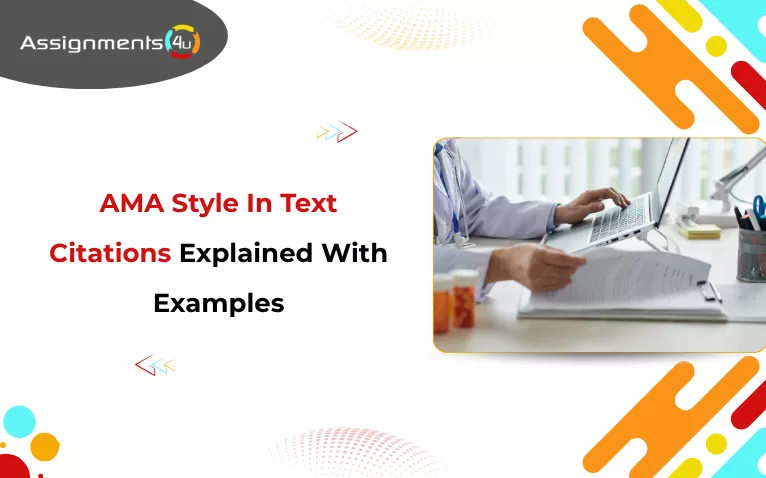 AMA style in text citations guide with a medical professional using a laptop.
