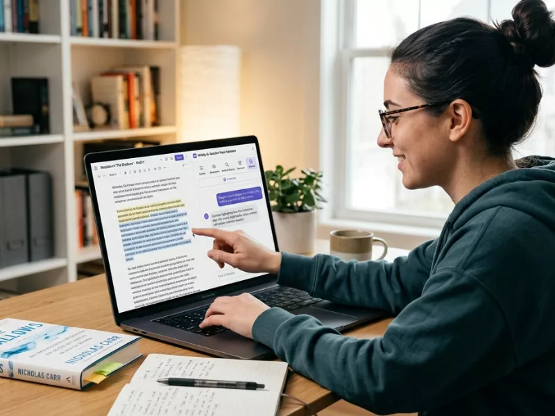 Student using AI tools to write and improve a reaction paper.