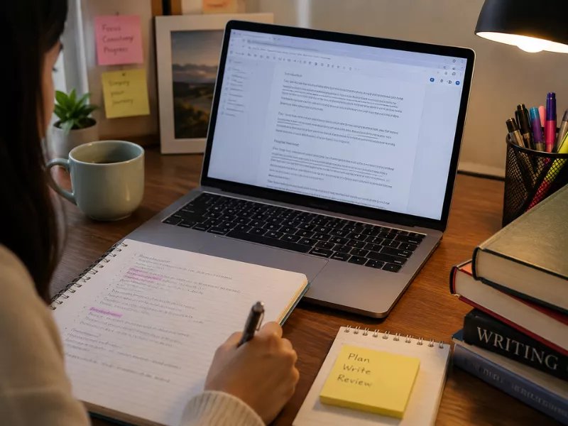 Writing a reaction paper about a movie, book, or article with online research.<br />
