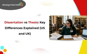 Explaining the difference between dissertation vs thesis for academic writers.
